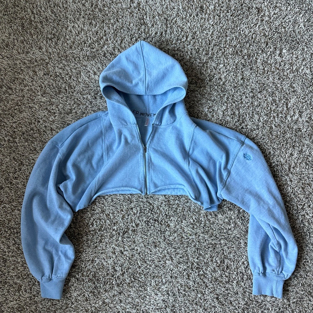 FP Movement by Free People Light Blue Cropped Zip Hoodie